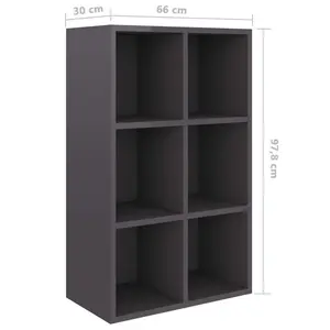 Gardinier Book Cabinet 66 x 30 x 98 cm Engineered Wood High Gloss Grey