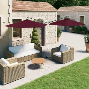 Berkfield Double Parasol with Steel Pole Bordeaux Red 600 cm