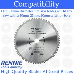 300mm x 80T TCT Circular Wood Saw Blade. Fits Bosch Makita Dewalt Circular Saws Etc