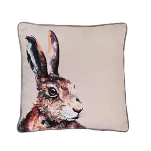 Meg Hawkins Square Cushion with Wooden Buttons  - Hare