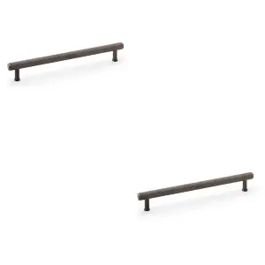 2 PACK - Reeded T Bar Pull Handle - Dark Bronze 224mm Centres SOLID BRASS Drawer Lined