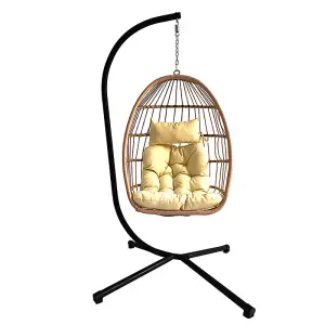 Cream Luxury Hanging Egg Chair with Cushion