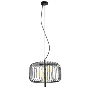 Luminosa Modern Hanging Pendant Black 3 Light  with Black, White Shade, G9