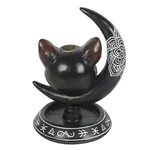 Something Different Black Cat & Moon Backflow Incense Burner Black/White/Red (One Size)