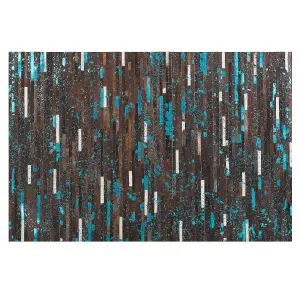 Cowhide Area Rug 140 x 200 cm Brown and Blue KISIR