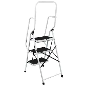 Home Vida 3 Step Ladder With Handrail Anti-Slip Mat Foldable Stool