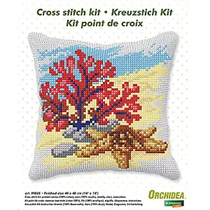 Cross Stitch Kit: Cushion: Large: Coral and Starfish