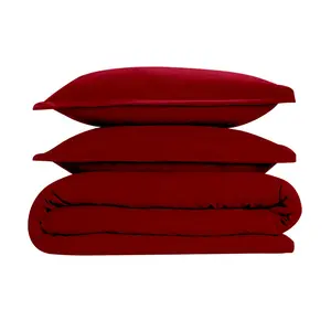 Super Soft 250 TC Microfibre Reversible Plain Duvet Cover Set Burgundy / Super King Duvet Cover + 2 Pillowcases