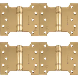 4 PACK - PAIR 102 x 127 x 3mm Parliament Hinge Polished Brass Internal Door