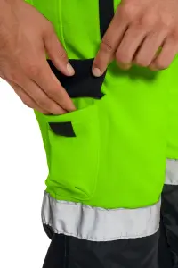 SSS Hi Viz Trouser High Visibility Mens Work Trouser Safety Fleece Worker Pants Reflective Fluorescent Joggers-Green-XXL