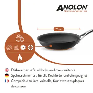 Anolon Nouvelle Luxe Black Round Aluminium Induction Suitable Non-Stick Open Skillet Frying Pan 25cm, 10"