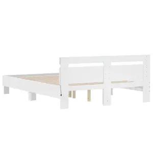 Berkfield Bed Frame with LED without Mattress White 140x190 cm