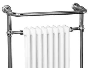 Rinse Traditional Victorian 952x659mm Heated Towel Rail Bathroom Radiator Chrome & White