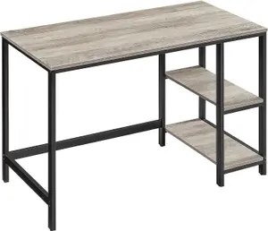 VASAGLE Industrial Computer Desk, Office and Living Room Work Table with Steel Frame and 2 Shelves, Heather Greige and Ink Black