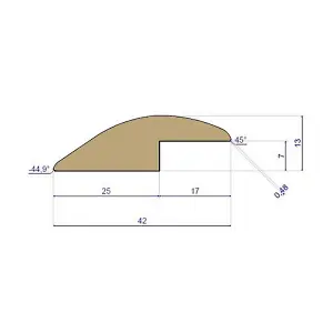 Solid Oak Ramp Threshold - Lacquered - 7mm - 2.44m Lengths