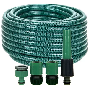 Garden Hose & Connector 4 Piece Set 30m Reinforced Pipe - Roots & Shoots