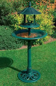 FREE STANDING COPPER BIRD BATH & FEEDER - RESIN ORNAMENTAL TABLE - ROT PROOF. NO TOOLS ASSEMBLY