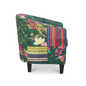 Fabric Green Patchwork Tricia Tub Chair