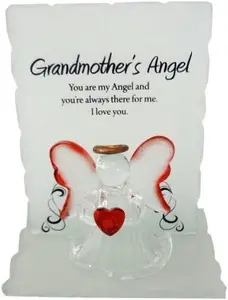 Engraved Glass Crystal Gift Ornaments Set Poem Poetic Writing Message Grandmothers Angel