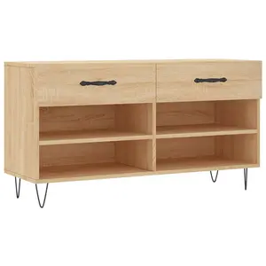 Berkfield Shoe Bench Sonoma Oak 102x35x55 cm Engineered Wood