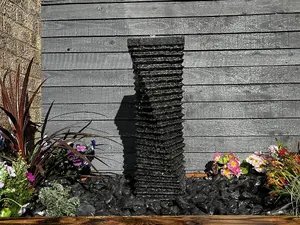 Granite Twist 60cm Natural Stone Solar Water Feature