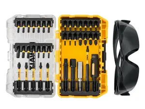 Dewalt 38 PC FLEXTORQ Screwdriver Impact Rated Bit Set Tough Case Safety Glasses