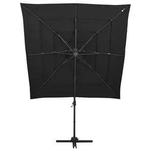 Berkfield 4-Tier Parasol with Aluminium Pole Black 250x250 cm