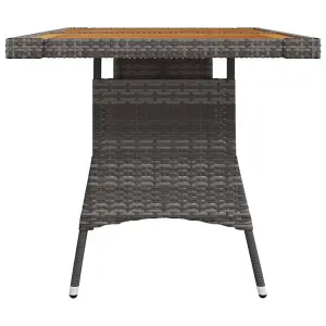 Berkfield Garden Table Grey 130x70x72 cm Poly Rattan & Solid Acacia Wood