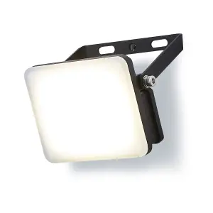 Stanley Black / Frosted Opal Mains-powered Cool daylight LED Without sensor Slimline floodlight 900lm