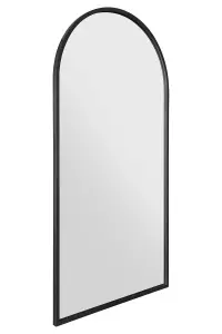 MirrorOutlet Arcus - Black Metal Framed Arched Garden Wall Mirror 63" X 31" (160CM X 80CM)