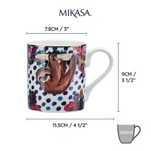 Mikasa Wild At Heart Sloth Print 280ml Mug