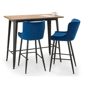 Grafton Bar Table & 2 Luxe Blue Bar Stools