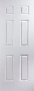 6 panel Unglazed Contemporary White Internal Door, (H)2040mm (W)726mm (T)40mm