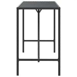 Berkfield Bar Table with Glass Top Black 180x70x110 cm Poly Rattan