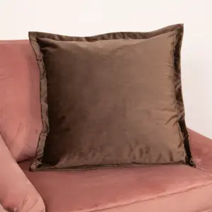 Brown Velvet Edged Cushion Cover