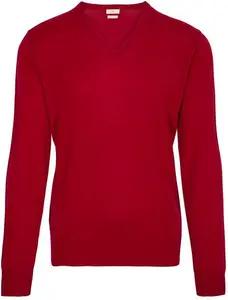 House Of Bruar Men's Merino V Neck - Red