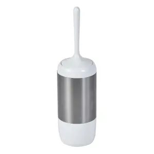 Showerdrape Elite White Chrome Toilet Brush & Holder