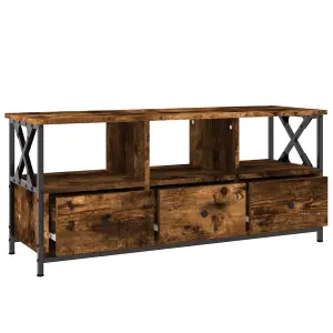 Berkfield TV Cabinet Smoked Oak 102x33x45 cm Engineered Wood&Iron