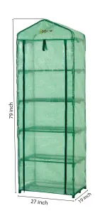 5 Tier Mini Polyethylene Plastic Greenhouse Replacement Cover - 27" W x 19" D x 79" H - Green