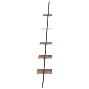 Berkfield 5-Tier Leaning Shelf Dark Brown and Black 64x34x185.5 cm