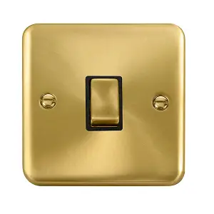 Curved Satin / Brushed Brass 1 Gang 20A Ingot DP Switch - Black Trim - SE Home