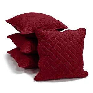 Monterra Cotton Geometric Square Velvet Luxury Cushion Cushion Red