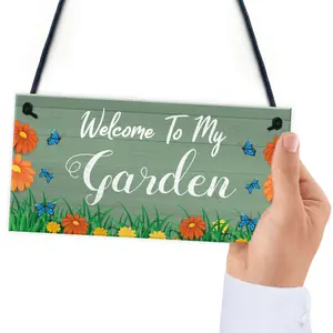 Red Ocean Welcome To My Garden Sign Hanging Door Wall Sign Garden Signs And Plaques Shed Summerhouse Sign Gift For Him Her