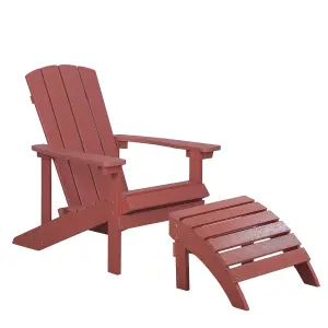 Garden Chair ADIRONDACK with Footstool Red