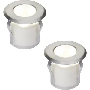 2 PACK Recessed Decking IP67 Guide Light - 0.8W Cool White LED - Stainless Steel