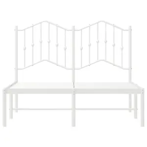 Berkfield Metal Bed Frame with Headboard White 120x200 cm