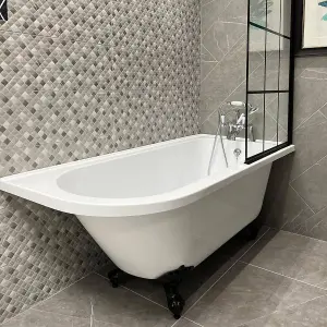 Balmoral 1700mm Freestanding Right Hand Shower Bath with Black Claw & Ball Feet