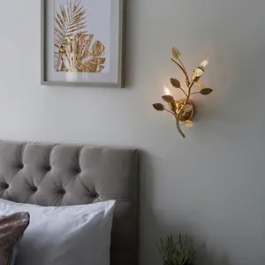 Luminosa Reggio Metal Wall Lamp, Gold Leaf