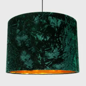 Modern Crushed Velvet Lamp Shade with Shiny Paper Inner Green / 20cm H x 30cm W x 30cm D