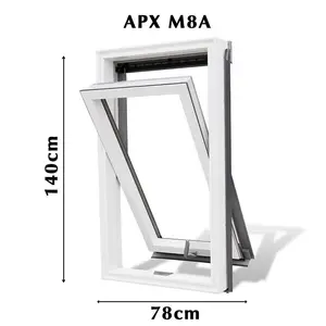 YARDLITE Roof Window Grey / White UPVC Pivot Loft Skylight Unvented + Flashing  - M8A - 78cm x 140cm, LSX Slate Flashing